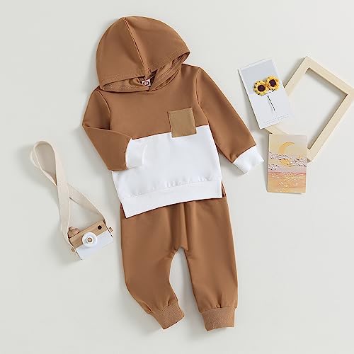 MERSARIPHY Baby Boy Clothes Set Color Block Long Sleeve Hooded Sweatshirt Pant Sweatsuit Infant Fall Winter Outfits for 0-6 Months baby