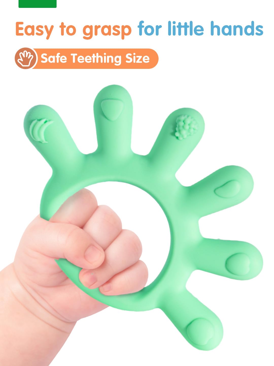 Baby Silicone Teething Toys, Food Grade Teethers for Babies 0-6 Months|6-12 Months, Fingers Teething Relief Infant Chew Toys, 3 4 5 Month Old Developmental Baby Boy Girl Toys Gifts