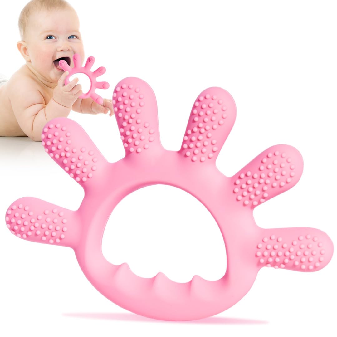 Baby Silicone Teething Toys, Food Grade Teethers for Babies 0-6 Months|6-12 Months, Fingers Teething Relief Infant Chew Toys, 3 4 5 Month Old Developmental Baby Boy Girl Toys Gifts