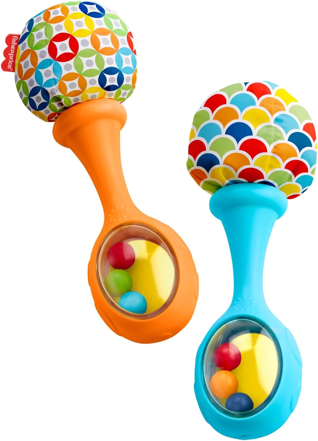 Fisher-Price Baby Newborn Toys Rattle 'n Rock Maracas, Set of 2 Soft Musical Instruments for Babies 3+ Months, Blue Orange