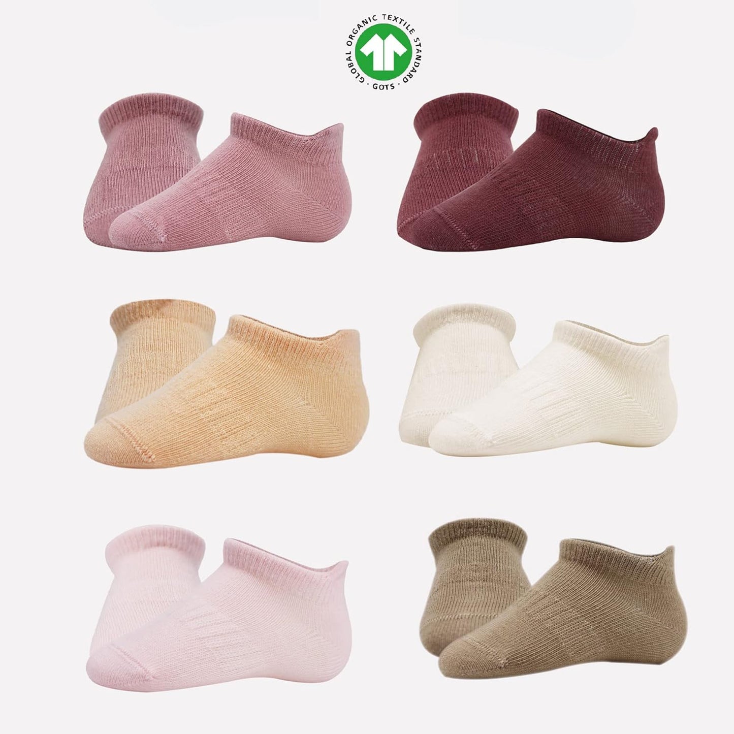 Baby Grip Ankle Socks 6 Pairs | Newborn Infant Toddlers Socks Seamless Cotton | Kids Boys Girls Ankle Socks for 0-3 Months