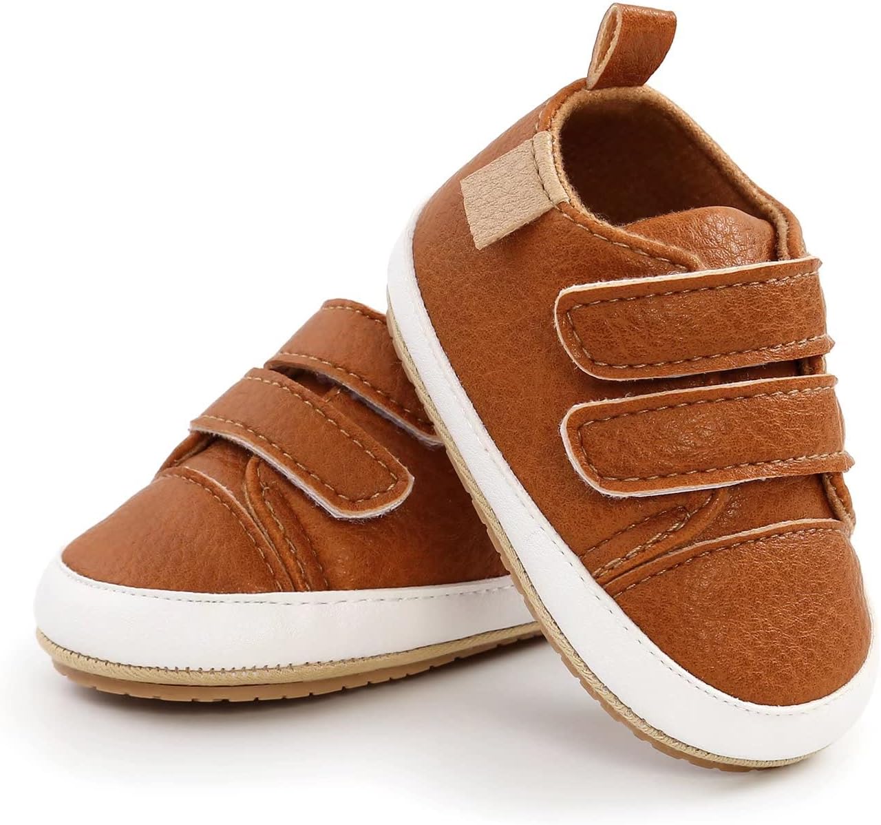 Baby Boys Girls Shoes Non-Slip Rubber Sole High-Top PU Leather Sneakers Infant First Walking Shoes Toddler Crib Shoes Newborn Loafers Flats Shoes for 0-6 Months Infant