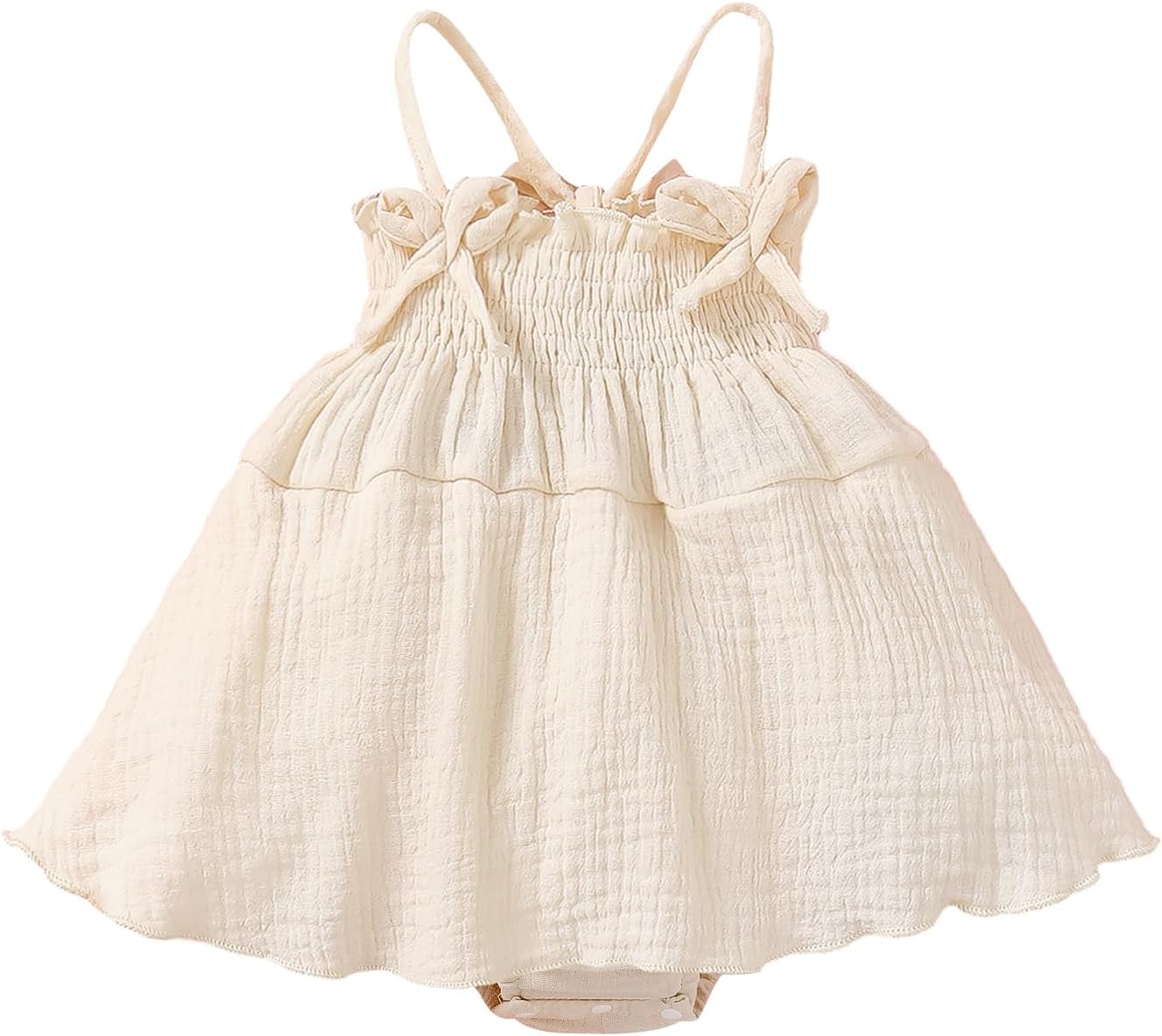 Infant Baby Girl Sleeveless Strap Romper Dress One Piece Newborn Solid Color Linen Bodysuit Summer Outfit for  0-3 Months 0-3 Months