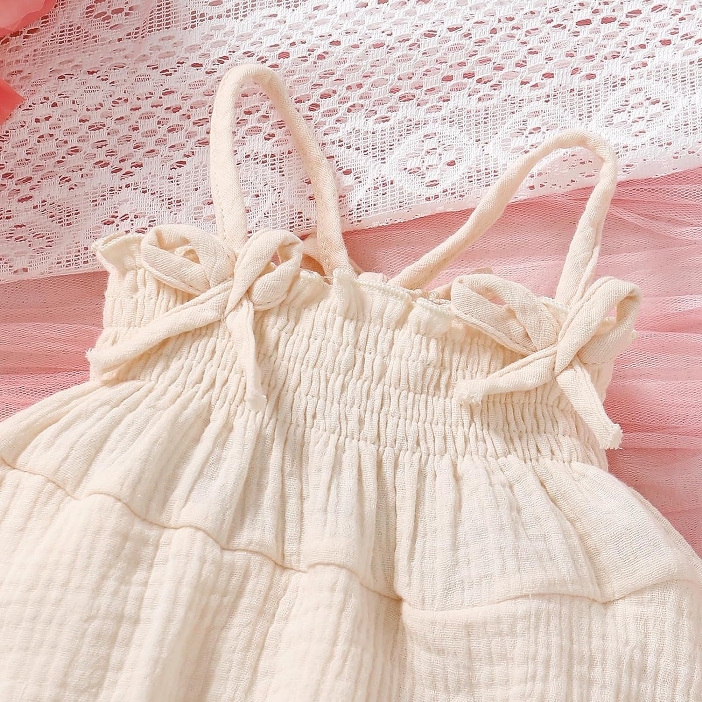 Infant Baby Girl Sleeveless Strap Romper Dress One Piece Newborn Solid Color Linen Bodysuit Summer Outfit for  0-3 Months 0-3 Months