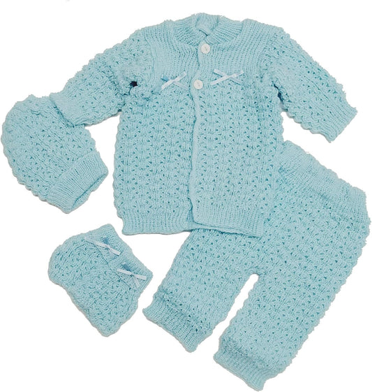 Fashion Cute Newborn Baby Boy's Girl's Unisex Warm Winter 4 Pieces Crochet Set