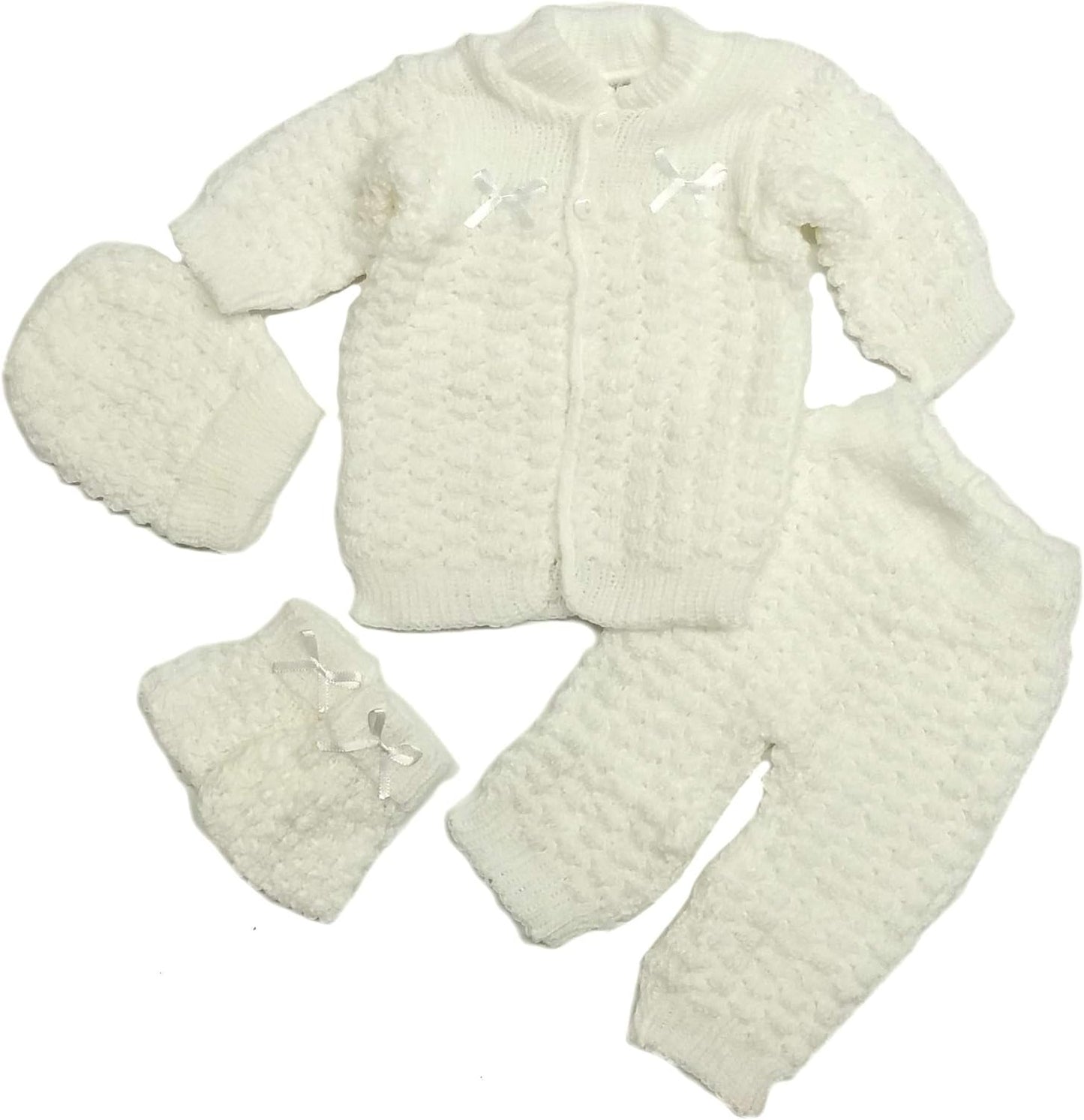 Fashion Cute Newborn Baby Boy's Girl's Unisex Warm Winter 4 Pieces Crochet Set